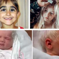 Dziecko z siwymi włosami, noworodek i dziewczynka z blond włosami.