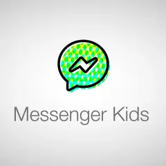 Kolorowe logo z błyskawicą w dymku, pod nim napis "Messenger Kids".