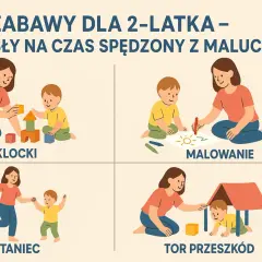 Kreatywne zabawy z dwulatkiem: budowanie z klocków, malowanie, taniec i tor przeszkód. Radość i rozwój malucha.