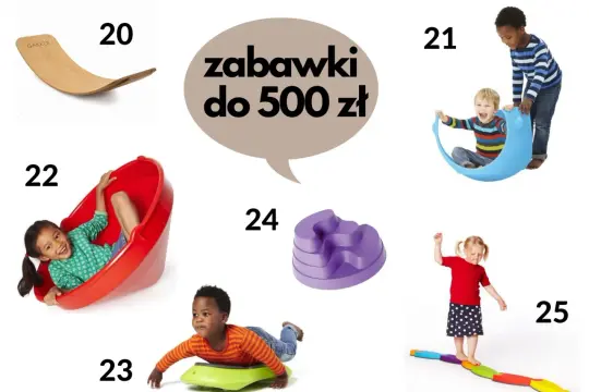 Drewniana huśtawka, księżycowa łódka, czerwona kołyska i kolorowe stopnie – to wszystko to zabawki sensoryczne dla 3 latka, które rozwijają koordynację i równowagę.