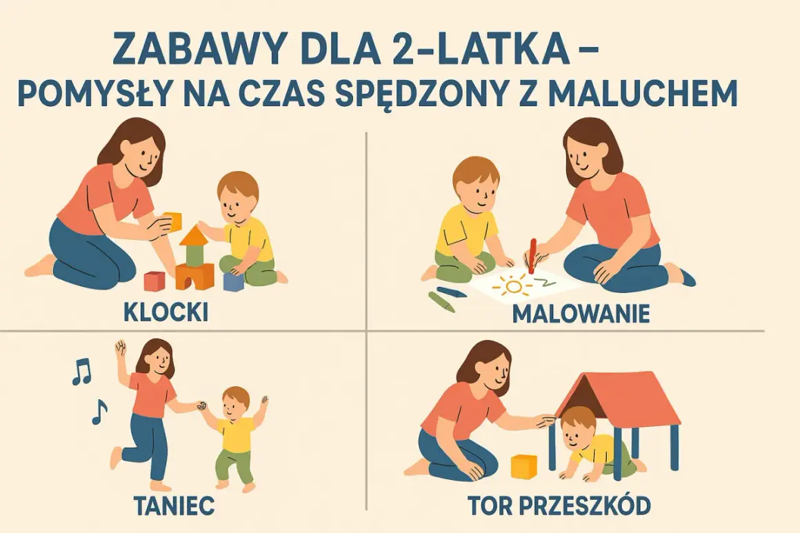 Kreatywne zabawy z dwulatkiem: budowanie z klocków, malowanie, taniec i tor przeszkód. Radość i rozwój malucha.